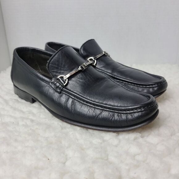 Men's Black Leather Loafers - Picture 1 of 11